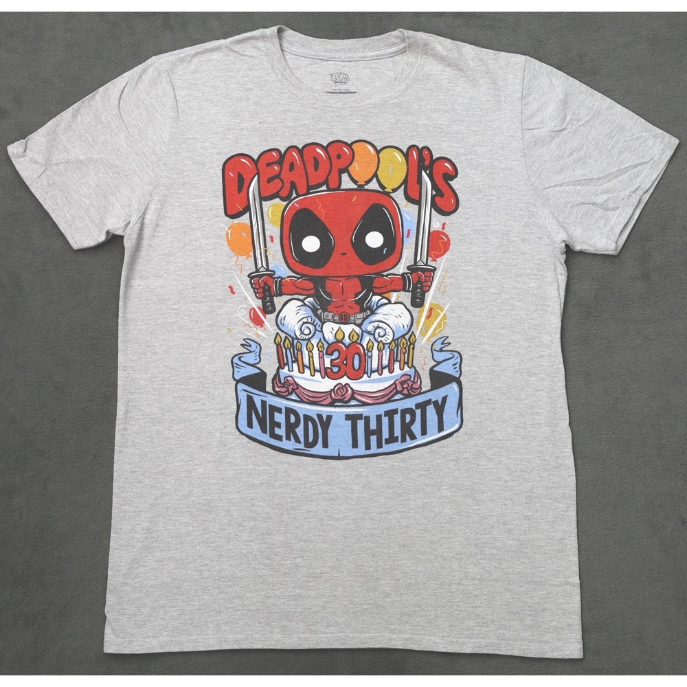 Marvel Funko Pop Deadpool T Shirt Mens M Gray Excellent Nerdy Thirty Graphic Tee